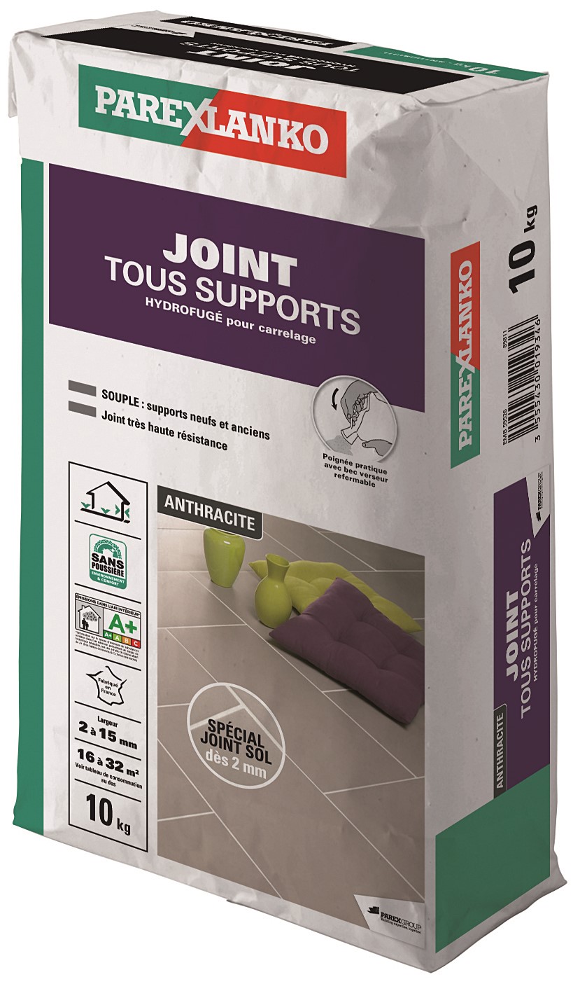 Joint carrelage tous supports anthracite 10kg - PAREXLANKO